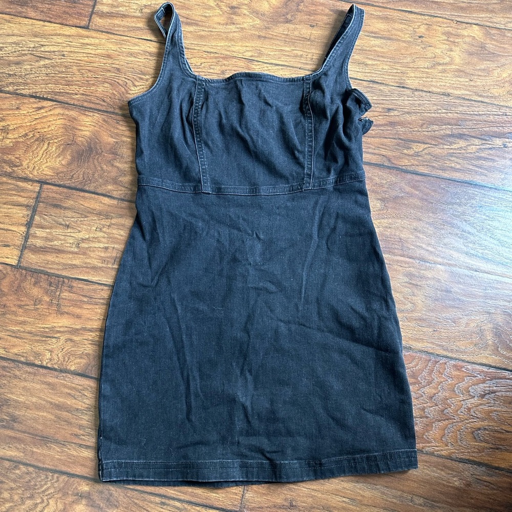 Hollister Black Denim Mini Dress size L Large NWT